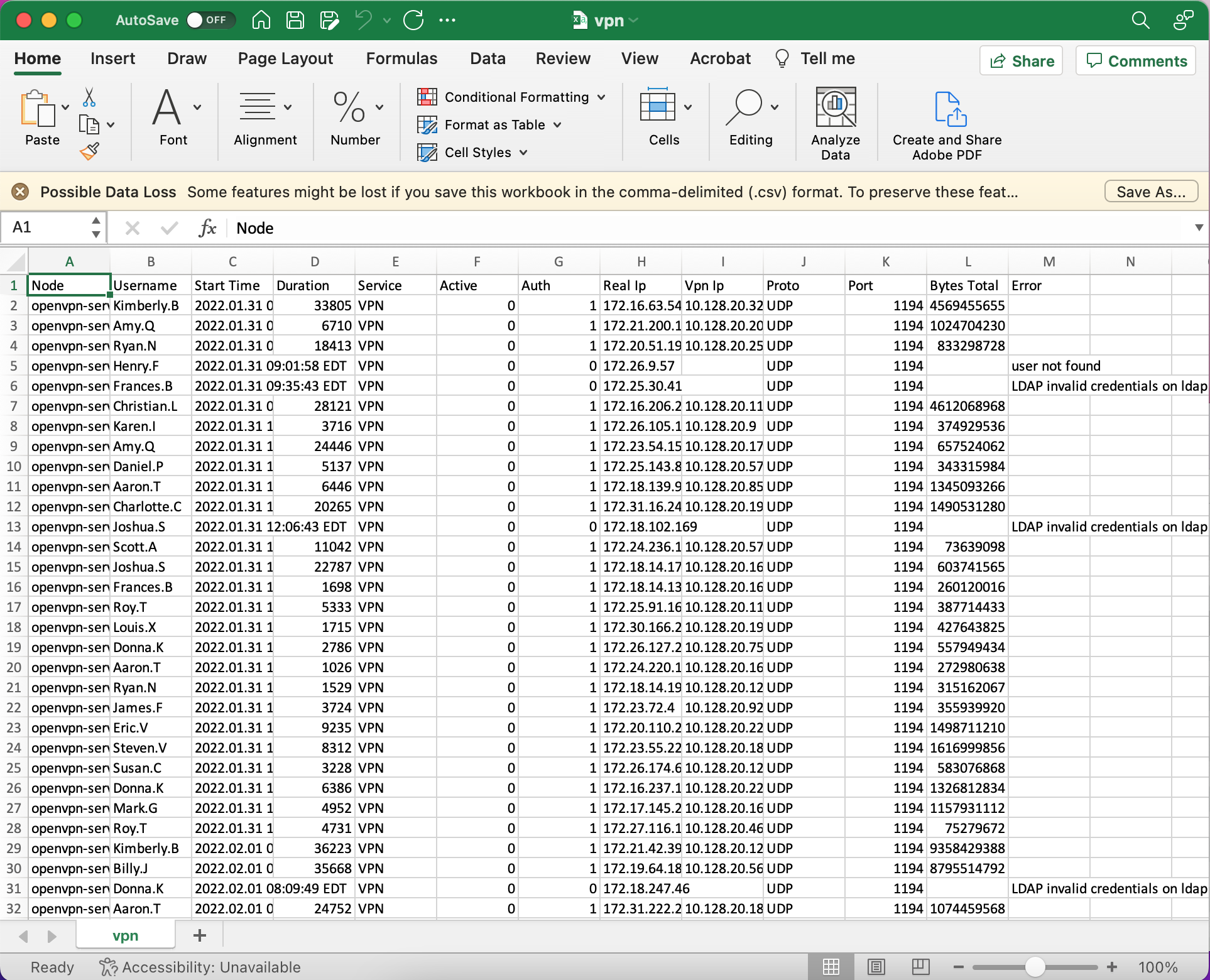 csv log